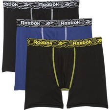 4 or 6 Pack REEBOK Men Boxer Briefs PERFORMANCE BLACK SMALL LARGE XLARGE $49
