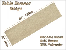 Table Runner Ribbed Cotton 14"x51" - Wedding Birthday Decorations - Beige 