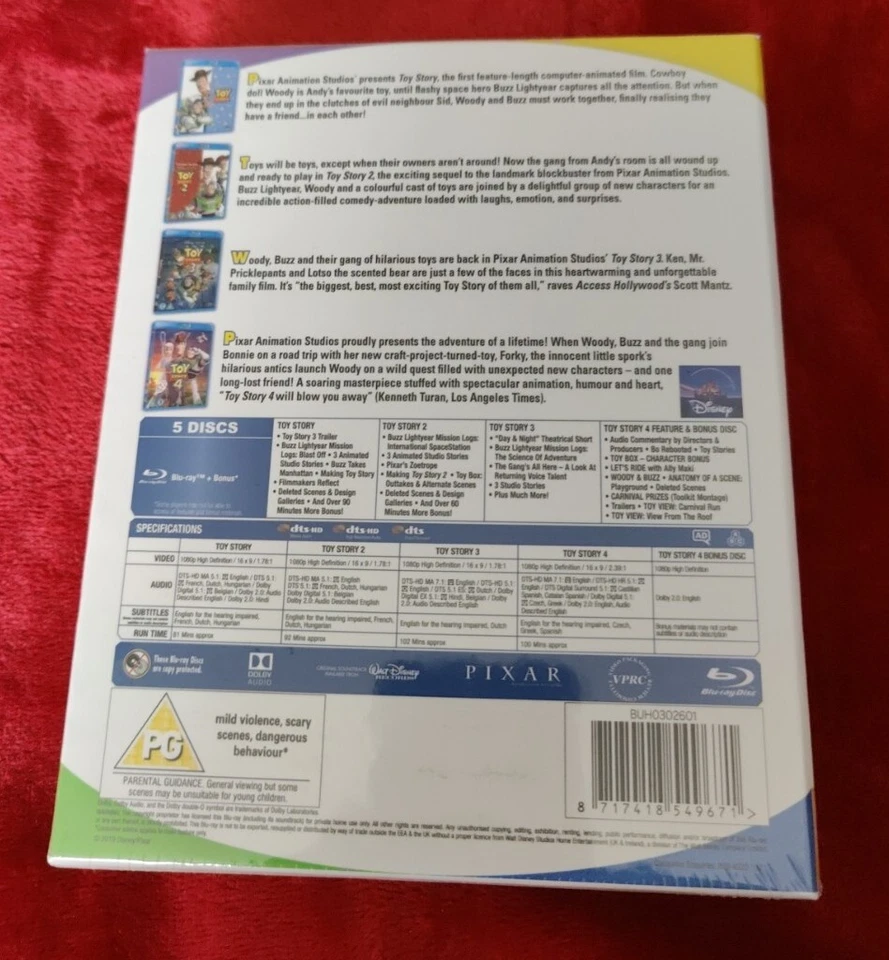 TOY STORY 1-4 COLLECTION BLU RAY BOXSET BRAND NEW SEALED NEWER STYLE 4 MOVIE  - Image 2 of 4