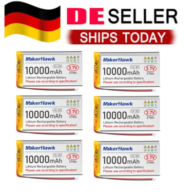 6X10000mAh 3,7V Lipo Akku Lithium Micro PH2.0 Stecker für Raspberry Pi USV Board