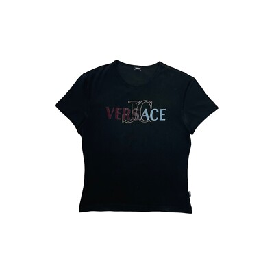 Vintage Versace Jeans Couture T-Shirt Herren groß schwarz Rechtschreibung Logo