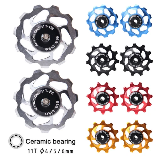 2PCS MTB Bike 11T Aluminum Ceramic Bearing Jockey Wheel Rear Derailleur Pulley++