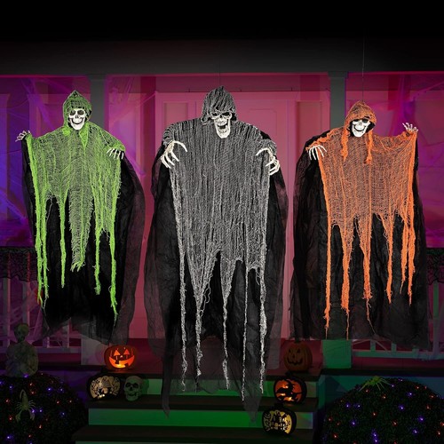 Parcas colgantes de Halloween (paquete de 3), una segadora de 47' y dos de 35' - Imagen 7 de 9