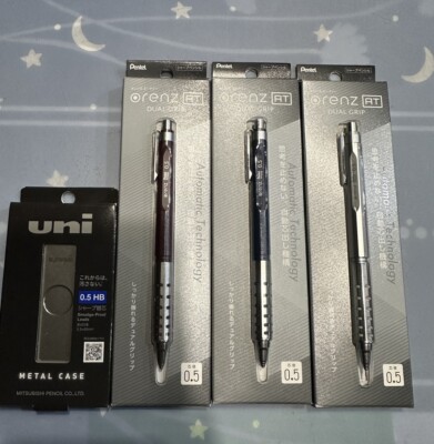 Pentel orenz AT 0.5mm Set Of 3 & Refill Metal Case Automatic