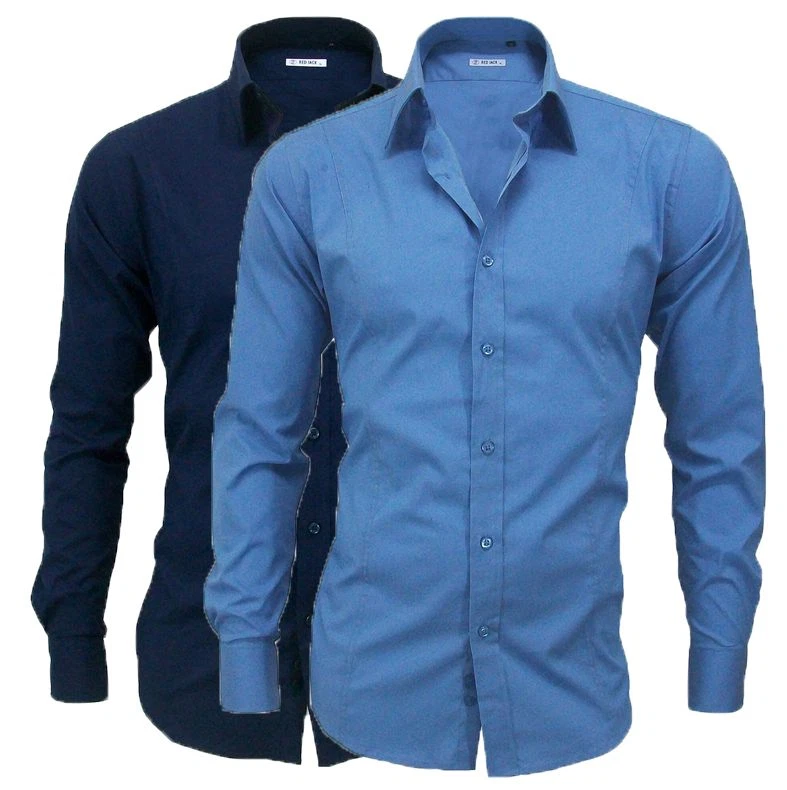 Camicia Uomo Con Colletto Maniche Lunghe Slim Fit Tinta Unita