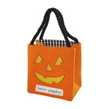 Children'S Halloween LED Light up Treat-Or-Treat Candy Bag, Pumpkin, 7 1/2" X 7"