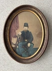 Original Civil War Hand-Colored Photograph Union Soldier Oval Frame 11x9"