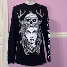 Killstar witch skull pagan long sleeve shirt top cottage gothic goth moon