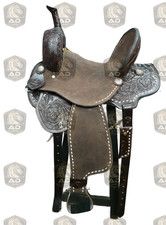 Leather Western Barrel Racing Horse Saddle Deep Hard Comfort Seat High Cantle