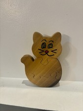 Vintage Handmade Cat Jigsaw Wooden Puzzle