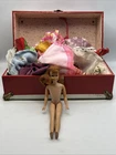 MTB-Vintage Red Doll Carrying case W/Rough 1963 Mattel Inc Skipper Doll & Acces-