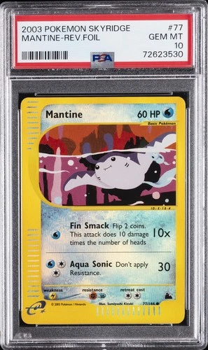 2003 POKEMON SKYRIDGE #77 MANTINE-REVERSE FOIL PSA 10