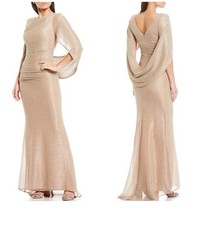 Betsy  Adam Women's Metallic Cape Dress Drape Back Gold Silver NWT 2P 258 Read