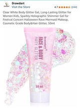 x2 Drawdart Holographic Glitter Gel for Body Face Hair Festival Concert NEW NIB
