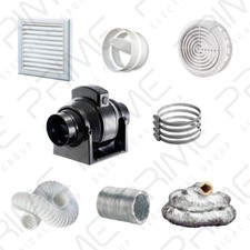 Manrose MF100T In-Line Extractor Fan with Timer 100mm/4" Grille / Duct Options