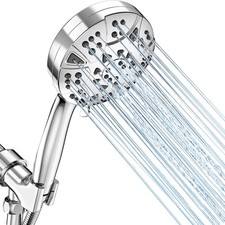 High Pressure 8-mode 5'' Handheld Shower Head with 5 ft Stainless Steel Hose ...