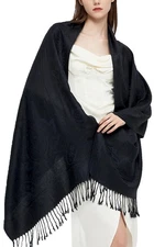 Women's Ethnic Paisley Two Tone Jacquard Pashmina Shawl Wrap Scarf Reversible