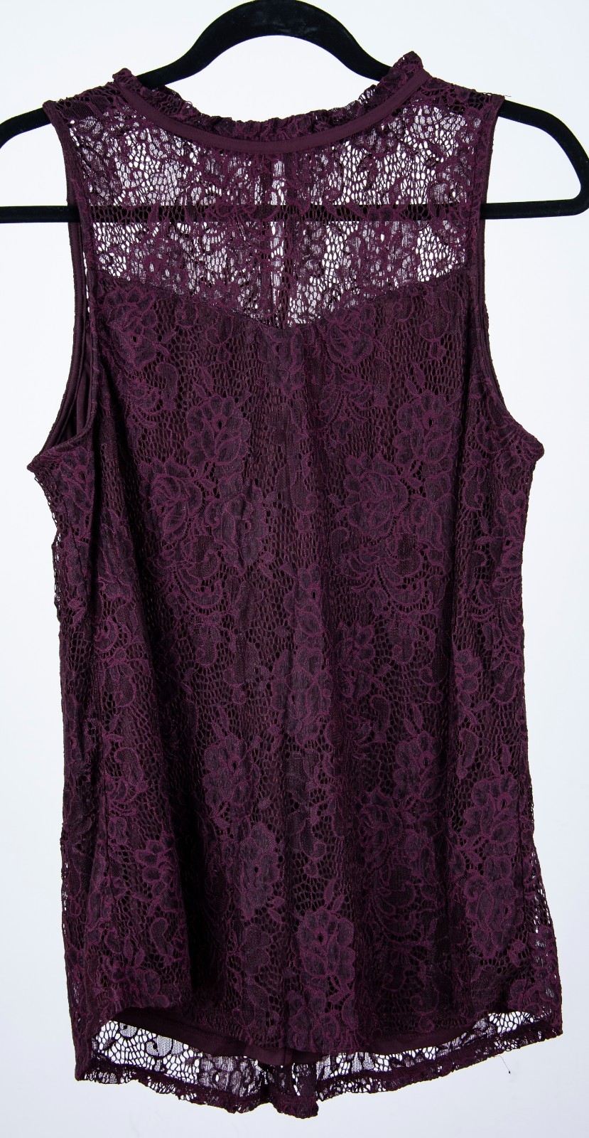 Fortune + Ivy Womens Burgundy Floral Sleeveless Lace Mesh Lined Top XL EUC