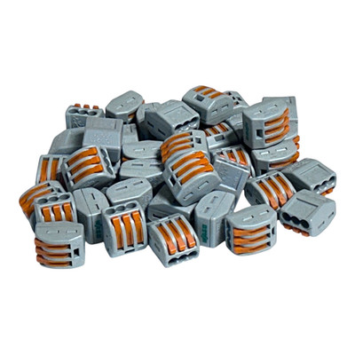 Wago 3-Conductor Lever-Nuts 222-413 Wire Splice Terminal Block Bag of 40