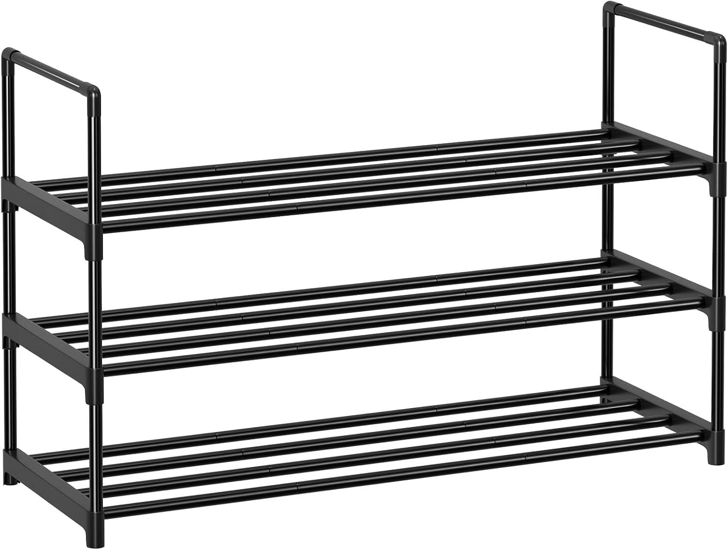 3-Tier Metal Shoe Rack Organizer Holds 16-20 Pairs Stackable Storage-image