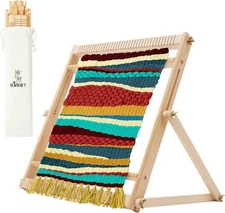 Olikraft Wooden Weaving Loom with Adjustable Stand - Small, Natural Beech 