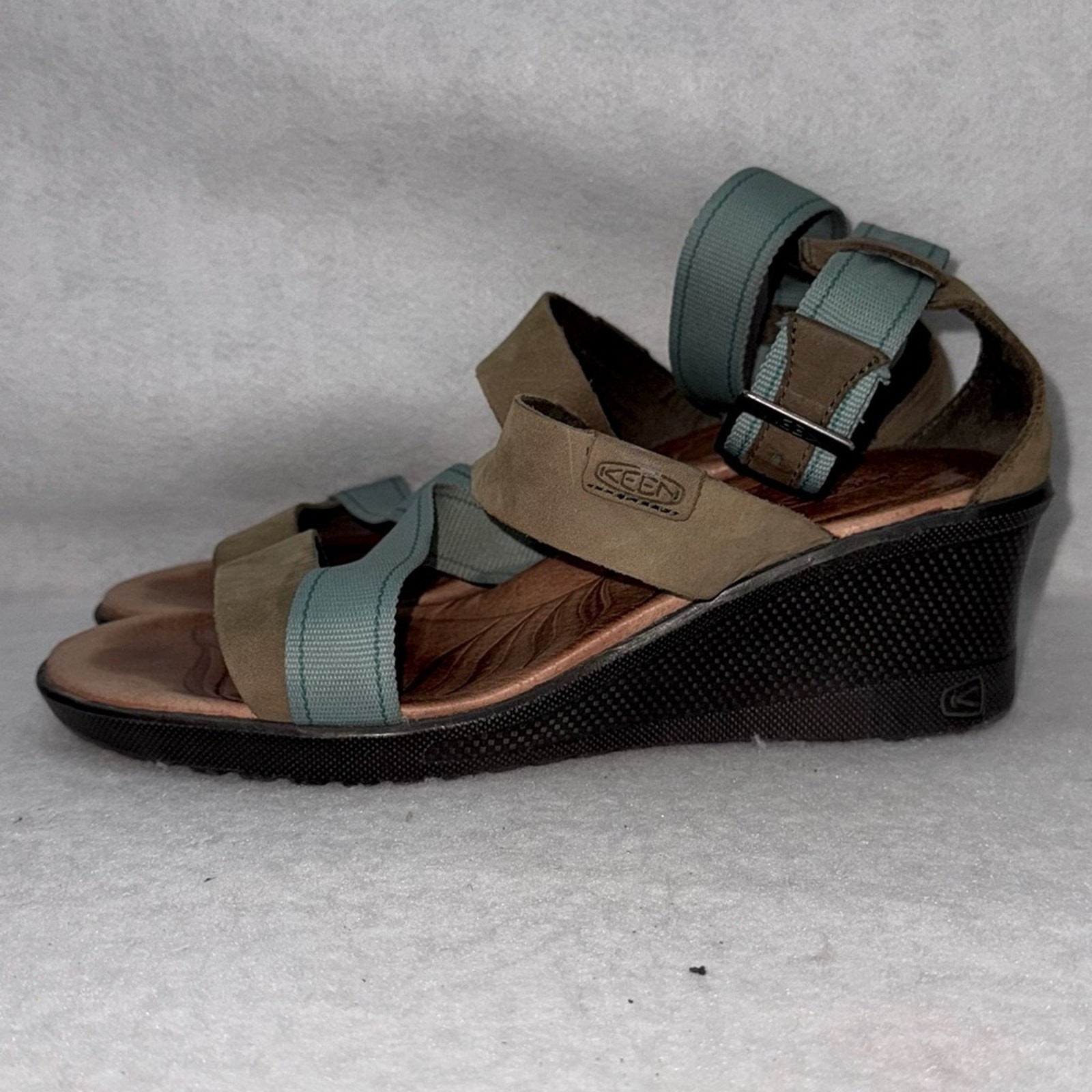 Sandali donna con cinturino Keen zeppe supporto arcobaleno verde acqua e tortora 7 5 cinturino alla caviglia