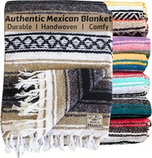 Del Mex Classic Mexican Blanket, Large Authentic Woven Falsa Throw 70"x50" , Ar