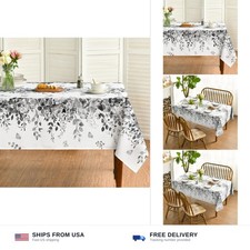 Horaldaily Spring Tablecloth 60 84 Inch Rectangular, Eucalyptus Floral Grey T...