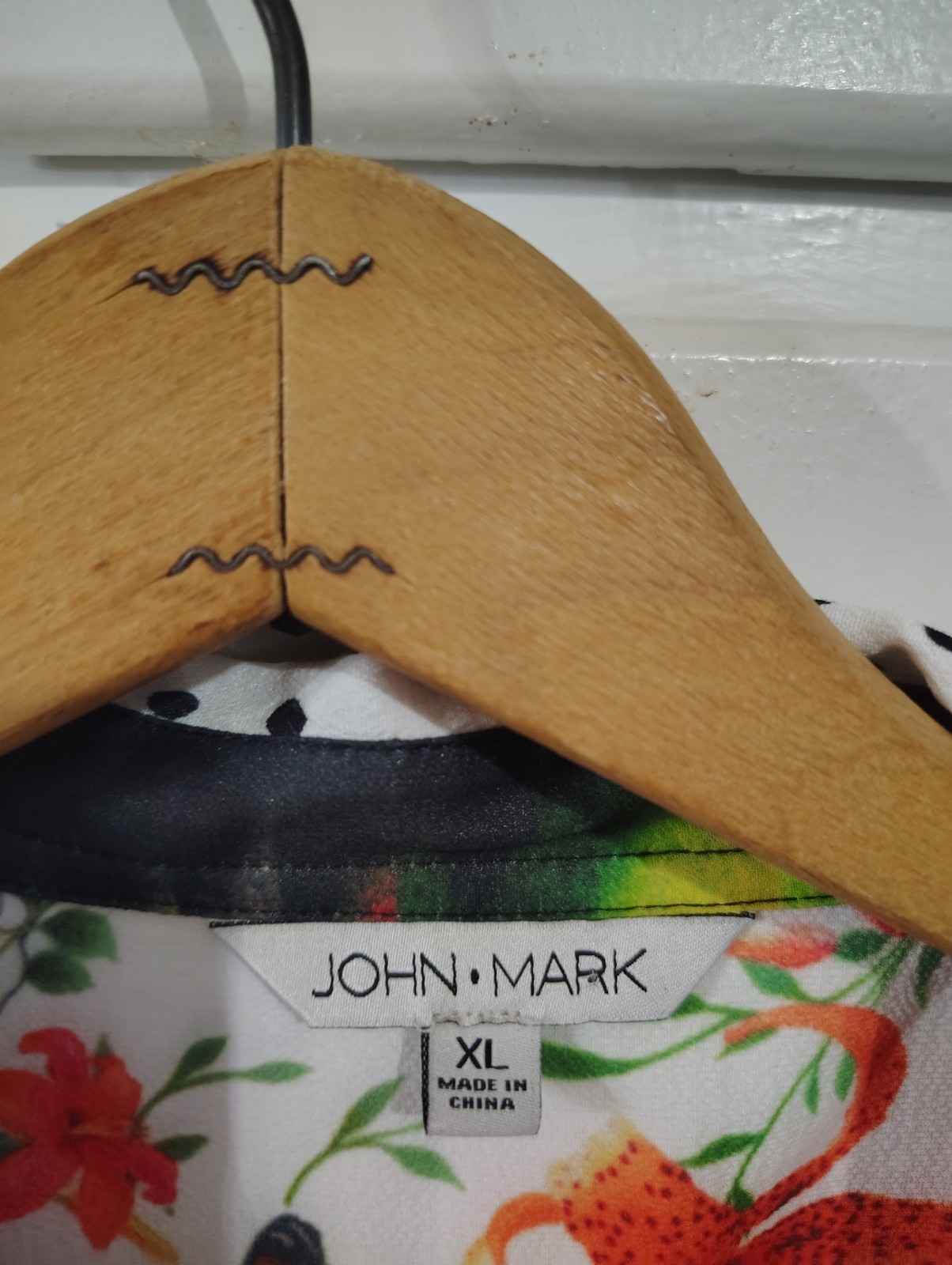 John Mark Vibrant Patchwork Print Point Collar Ro… - image 2