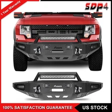FINDAUTO Front Bumper  w/D-ring & Winch Plate For 10-2014 Ford F-150 SVT Raptor