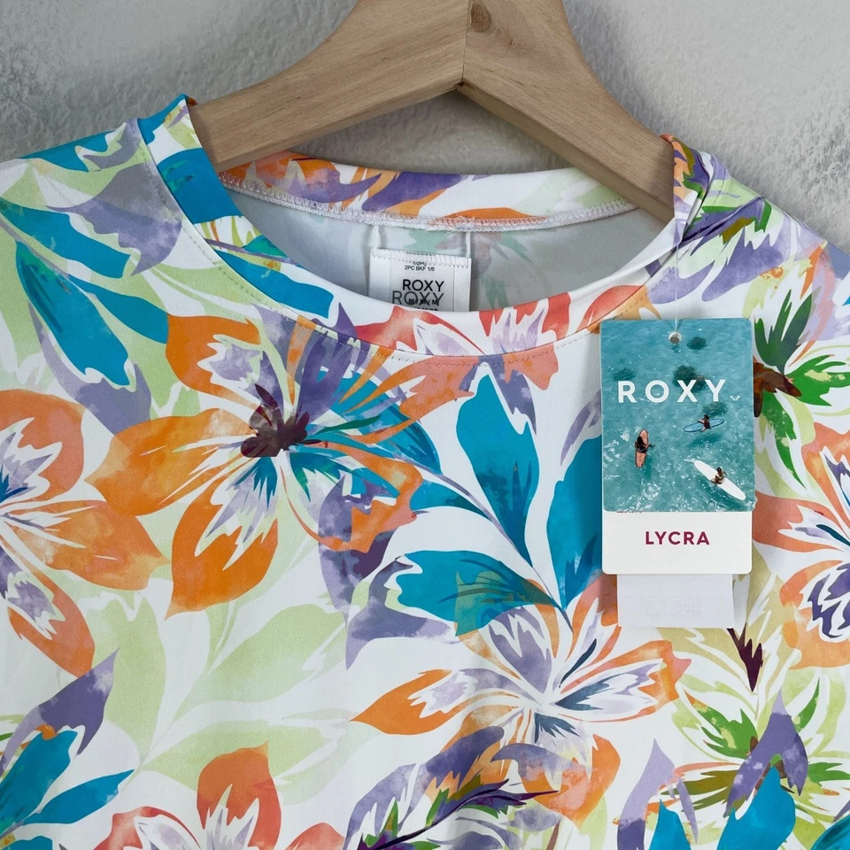 NUEVO Top Roxy Para Mujer Mediano Floral Manga Larga Sea Skippin PT Lycra Rash Gaurd Foto 2 de 4