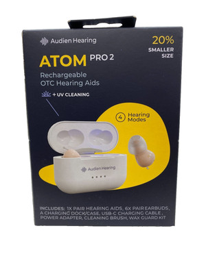 Audien Hearing - Atom Pro 2 Rechargeable OTC Hearing AIDS. NEW