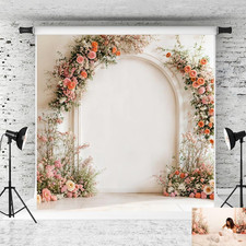 Spring Floral Arch Backdrop Wedding Background White Wall Photo Background Studi