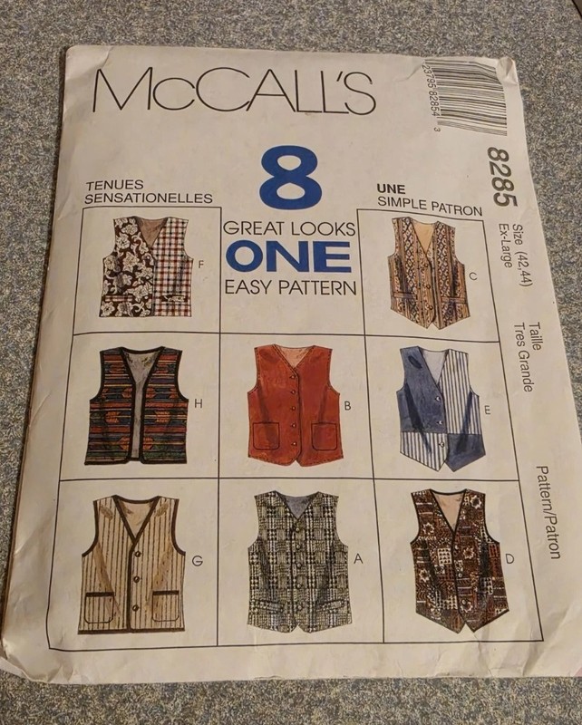 Vintage McCall Sewing Pattern - Vests 8285