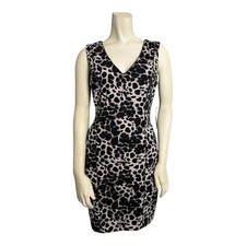 NWT Jennifer Lopez Parisian Chic Leopard Sheath Dress Black/White Women 2 Formal