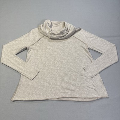 Free People Beach Two Body Cowl Neck Tunic Top Beige Long Sleeve Cotton Size S