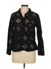 Adiva Women Black Long Sleeve Blouse L
