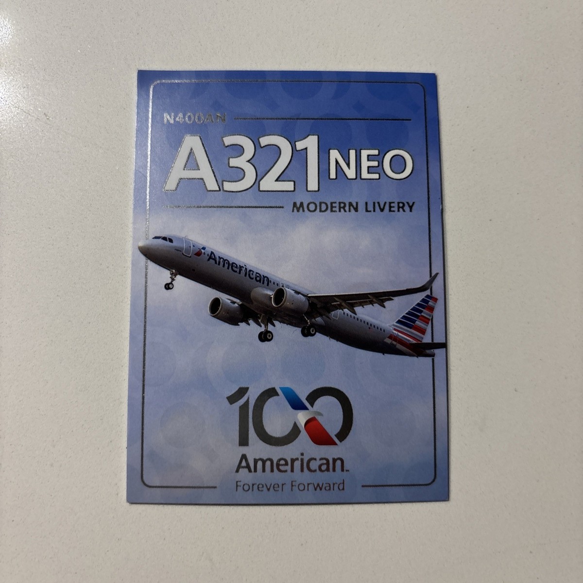 🔥American Airlines Trading Card A321 Neo Modern Livery 100 Years