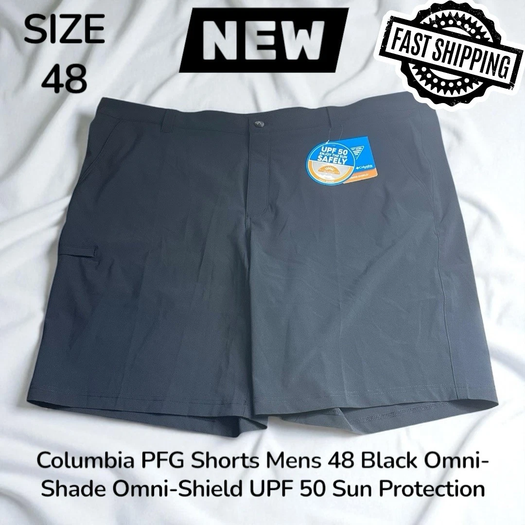 Columbia PFG Shorts Mens 48 Black Omni-Shade Omni-Shield UPF 50 Sun Protection