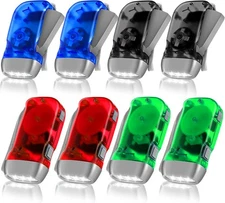 8 Pack Hand Crank Flashlight 3 LED Press Torch No Battery Multicolor 