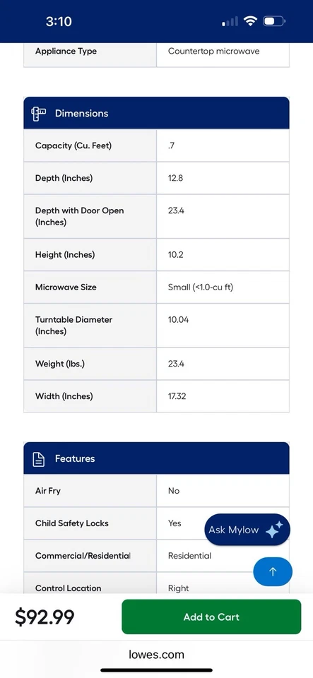 *L) Micro-ondas toca-discos de bancada Midea MMC07S1ABB 0,7 pés cúbicos 700 watts - Preto - Imagem 4 de 4