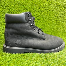 Timberland 6-Inch Premium Boys Size 6.5Y Black Outdoor Waterproof Nubuck Boots