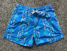 Chubbies Shorts Mens Medium Blue 5" Elastic Waist Drawstrings Tropical