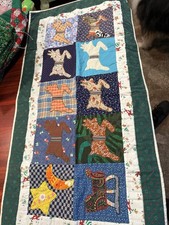 Vintage Handmade Reindeer Quilted Table Runner Christmas decor Rudolph