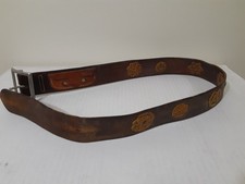 vintage 1960s 70's HIPPIE cowboy belt leather Small brown FLORAL boho WESTERN