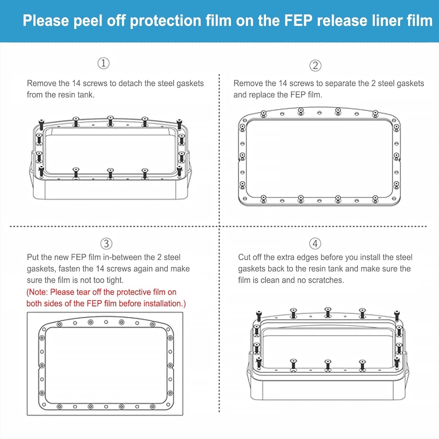 6PCS FEP Film Release Films for Anycubic Photon Mono M7/M7 Pro/M5/M5s/M5s...