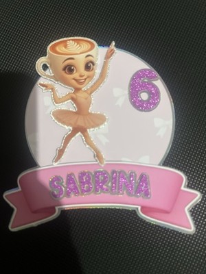 Personalisierter Ballerina Cappuccino Tortenaufleger Name & Alter Geburtstag Party Deko