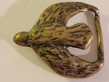 Abstract Brutalist Eagle Dove Brass Hippie Belt Buckle Signed Hand Made