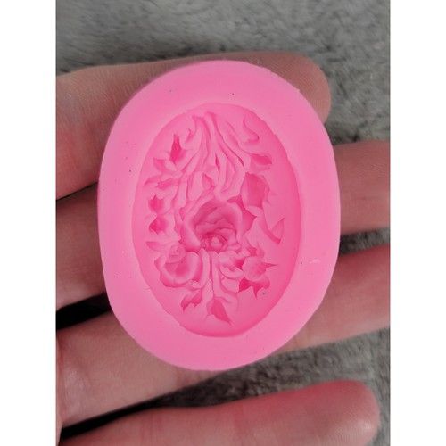 Rose Flower Silicone Mold Craft Soap Candle Resin Clay Mold Pink Oval
