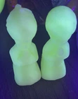VTG. Fenton  Yellow Satin Glass Praying Girl and Boy Figurines Uranium